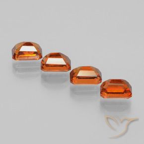 Gemme di Granato hessonite Arancio medio-scuro naturale da 5.27 ct, Ottagonale / Taglio smeraldo, VS-SI
