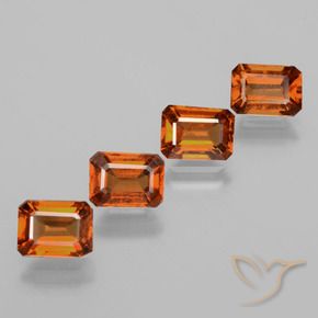 Gemme di Granato hessonite Arancione scuro naturale da 4.63 ct, Ottagonale / Taglio smeraldo, VS