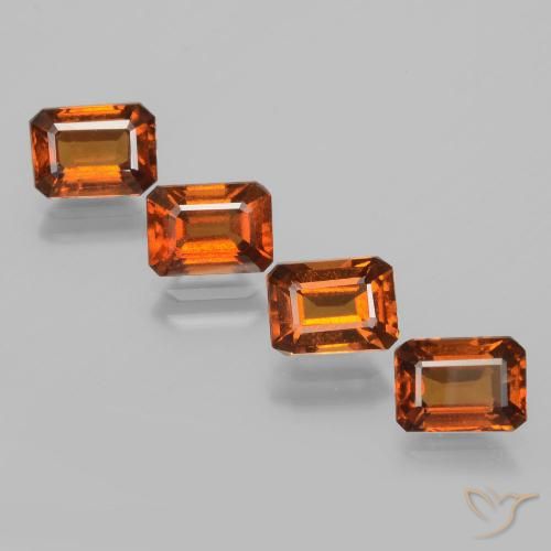 4.86ctw Naturale Arancio Medio Granato hessonite, Taglio smeraldo, VS-SI