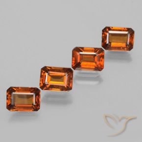 Gemme di Granato hessonite Arancio Medio naturale da 4.86 ct, Ottagonale / Taglio smeraldo, VS-SI
