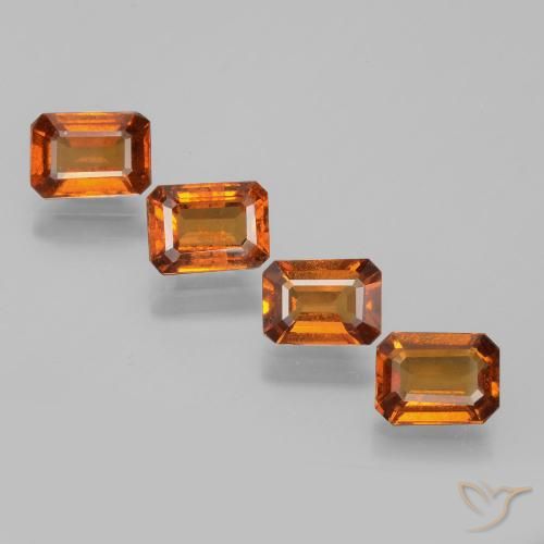 3.70ctw Naturale Arancione scuro Granato hessonite, Taglio smeraldo, VS