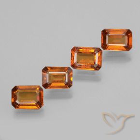 Gemme di Granato hessonite Arancione scuro naturale da 3.70 ct, Ottagonale / Taglio smeraldo, VS