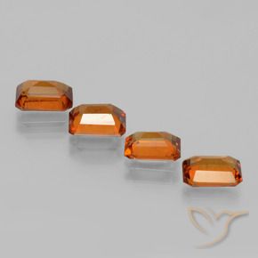 Gemme di Granato hessonite Arancione scuro naturale da 3.70 ct, Ottagonale / Taglio smeraldo, VS