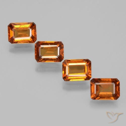 4.14ctw Naturale Arancio Medio Granato hessonite, Taglio smeraldo, VS