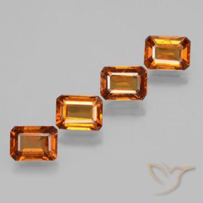 Gemme di Granato hessonite Arancio Medio naturale da 4.14 ct, Ottagonale / Taglio smeraldo, VS