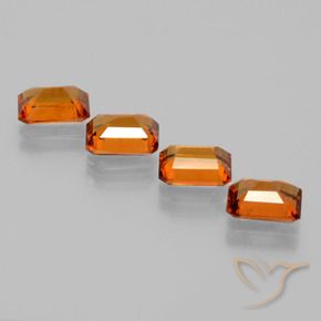 Gemme di Granato hessonite Arancio Medio naturale da 4.14 ct, Ottagonale / Taglio smeraldo, VS