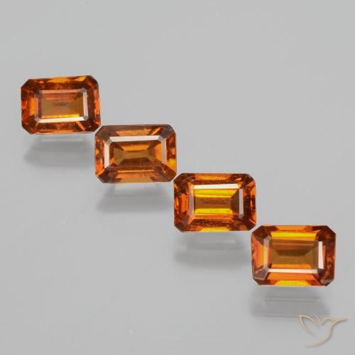 4.91ctw Naturale Arancio Medio Granato hessonite, Taglio smeraldo, VS