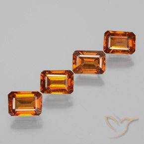 Gemme di Granato hessonite Arancio Medio naturale da 4.91 ct, Ottagonale / Taglio smeraldo, VS