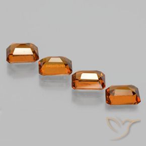 Gemme di Granato hessonite Arancio Medio naturale da 4.91 ct, Ottagonale / Taglio smeraldo, VS