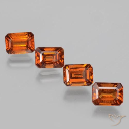 4.89ctw Naturale Arancione rossastra Granato hessonite, Taglio smeraldo, VS