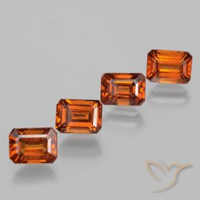 Gemme di Granato hessonite Arancione rossastra naturale da 4.89 ct, Ottagonale / Taglio smeraldo, VS