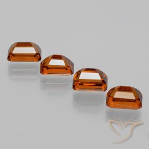 Gemme di Granato hessonite Arancione rossastra naturale da 4.89 ct, Ottagonale / Taglio smeraldo, VS