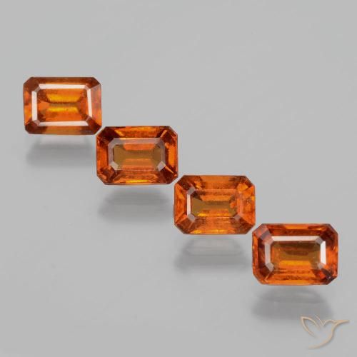 4.73ctw Naturale Arancio medio-scuro Granato hessonite, Taglio smeraldo, VS