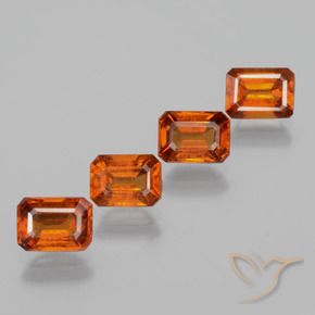 Gemme di Granato hessonite Arancio medio-scuro naturale da 4.73 ct, Ottagonale / Taglio smeraldo, VS