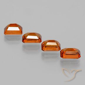Gemme di Granato hessonite Arancio medio-scuro naturale da 4.73 ct, Ottagonale / Taglio smeraldo, VS