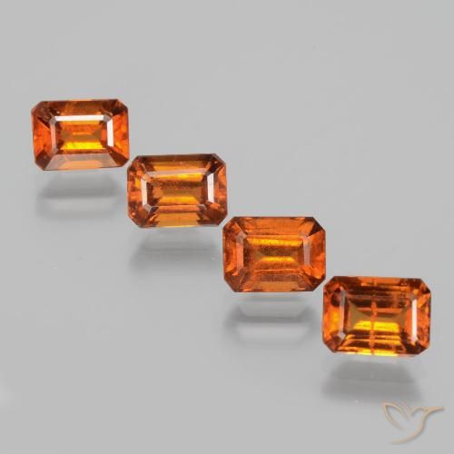 4.82ctw Naturale Arancio Medio Granato hessonite, Taglio smeraldo, VS-SI