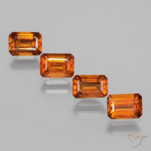4.10ctw Naturale Arancio medio-scuro Granato hessonite, Taglio smeraldo, VS
