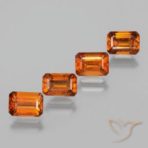 Gemme di Granato hessonite Arancio medio-scuro naturale da 4.10 ct, Ottagonale / Taglio smeraldo, VS