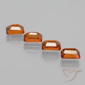 Gemme di Granato hessonite Arancio medio-scuro naturale da 4.10 ct, Ottagonale / Taglio smeraldo, VS