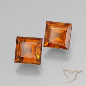 Gemme di Granato hessonite Arancio medio-scuro naturale da 2.58 ct, Quadrato, VS