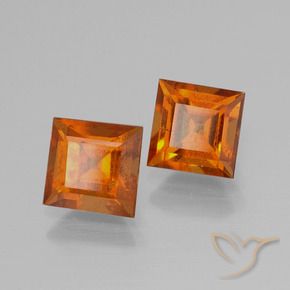 Gemme di Granato hessonite Arancio Medio naturale da 2.81 ct, Quadrato, VS