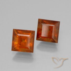 Gemme di Granato hessonite Arancio Medio naturale da 3.19 ct, Quadrato, VS-SI