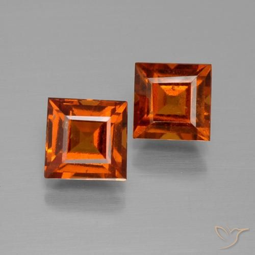 2.64ctw Naturale Arancione rossastra Granato hessonite, Quadrato, VS-SI