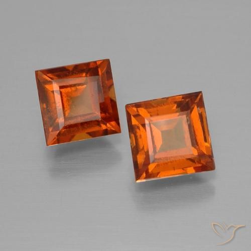 Gemme di Granato hessonite Arancione rossastra naturale da 2.64 ct, Quadrato, VS-SI