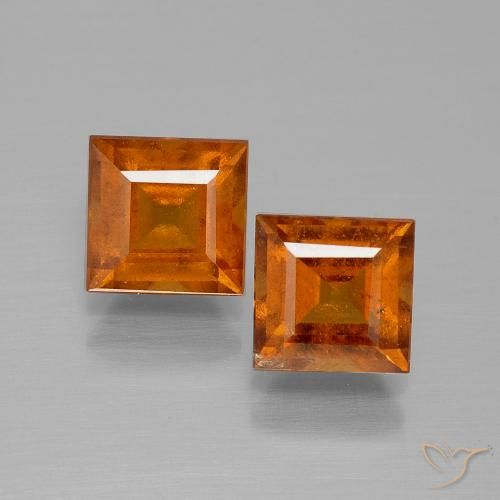 2.73ctw Naturale Arancione scuro Granato hessonite, Quadrato, VS-SI