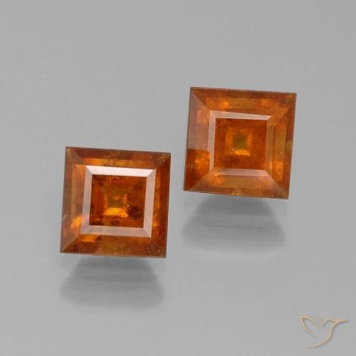 Gemme di Granato hessonite Arancione scuro naturale da 2.79 ct, Quadrato, VS-SI