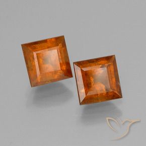 Gemme di Granato hessonite Arancione scuro naturale da 2.79 ct, Quadrato, VS-SI