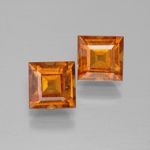 Granato essonite naturale arancione da 2,57 ct, quadrato, VS-SI