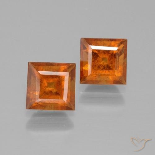 2.80ctw Naturale Arancione scuro Granato hessonite, Quadrato, VS-SI