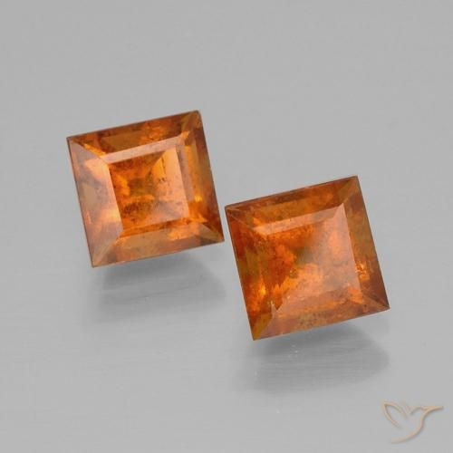 Gemme di Granato hessonite Arancione scuro naturale da 2.80 ct, Quadrato, VS-SI