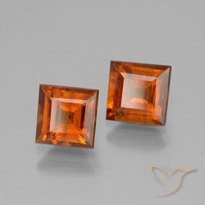 Gemme di Granato hessonite Arancio medio-scuro naturale da 2.43 ct, Quadrato, VS-SI