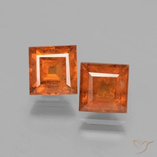 2.91ctw Naturale Arancio Medio Granato hessonite, Quadrato, VS-SI