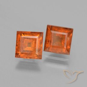 Gemme di Granato hessonite Arancio Medio naturale da 2.91 ct, Quadrato, VS-SI