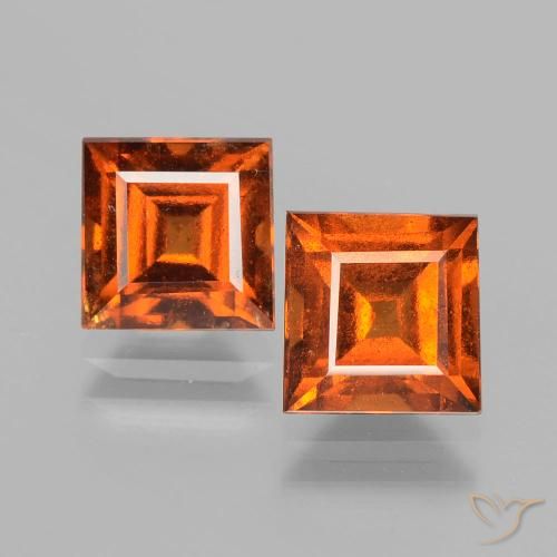 3.84ctw Naturale Arancione scuro Granato hessonite, Quadrato, VS