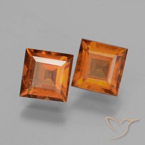 Gemme di Granato hessonite Arancio medio-scuro naturale da 2.57 ct, Quadrato, VS