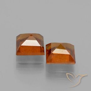 Gemme di Granato hessonite Arancio medio-scuro naturale da 2.57 ct, Quadrato, VS