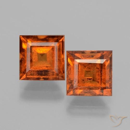 3.85ctw Naturale Arancione rossastra Granato hessonite, Quadrato, VS-SI