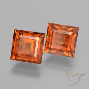 Gemme di Granato hessonite Arancione rossastra naturale da 3.85 ct, Quadrato, VS-SI
