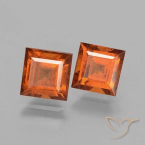 Gemme di Granato hessonite Arancio medio-scuro naturale da 2.52 ct, Quadrato, VS-SI