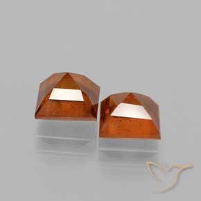 Gemme di Granato hessonite Arancio medio-scuro naturale da 2.52 ct, Quadrato, VS-SI