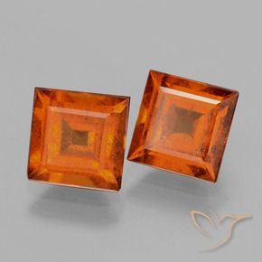 Gemme di Granato hessonite Arancione rossastra naturale da 3.72 ct, Quadrato, VS-SI