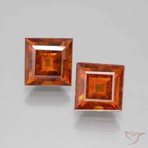 3.65ctw Naturale Arancia Fuoco Granato hessonite, Quadrato, VS