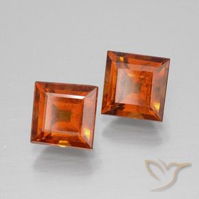 Gemme di Granato hessonite Arancia Fuoco naturale da 3.65 ct, Quadrato, VS