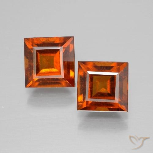 3.82ctw Naturale Arancione scuro Granato hessonite, Quadrato, VS