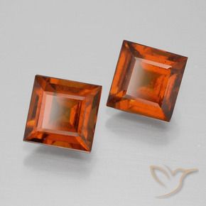 Gemme di Granato hessonite Arancione scuro naturale da 3.82 ct, Quadrato, VS