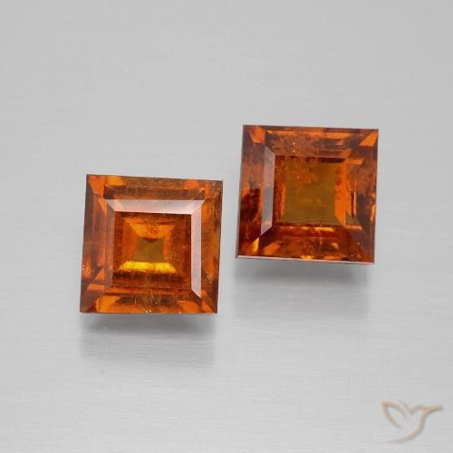 3.25ctw Naturale Arancione scuro Granato hessonite, Quadrato, VS-SI
